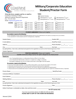 Coastline Community College Proctor Agreement Form