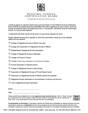 Pediatric Nursing Certification Exam Results Release Form