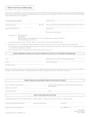 Death Notice Form 2320
