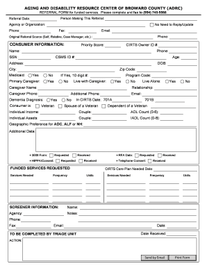 ADRC Referral Form for Funded Services