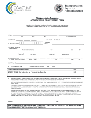TSA Associates Program Application Form