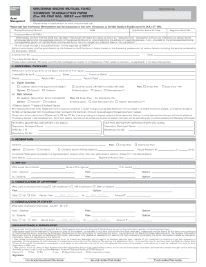 Goldman Sachs Mutual Fund Common Transaction Form