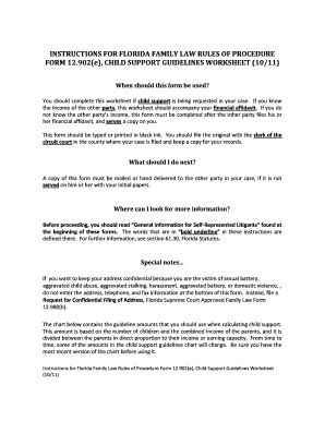 Florida Child Support Guidelines Worksheet