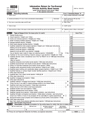 IRS Form 8038 Information Return for Tax-Exempt Private Activity Bond Issues