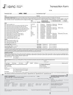 IDFC Mutual Fund Transaction Form