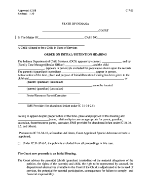 Indiana Child in Need of Services Order