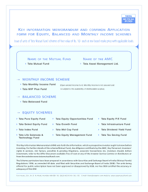 Tata Mutual Fund Application Form