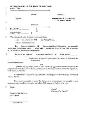 Affidavit of Regularity