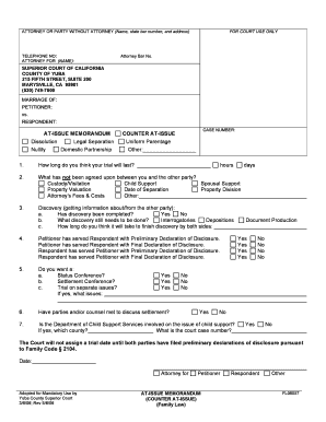 California At-Issue Memorandum Form