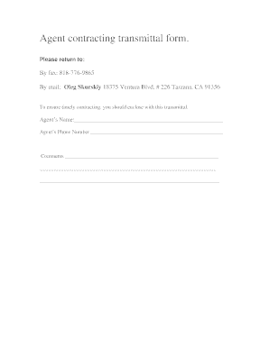 Agent Contracting Transmittal Form