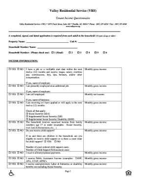 Tenant Income Questionnaire