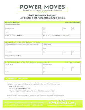 2016 Air Source Heat Pump Rebate Application