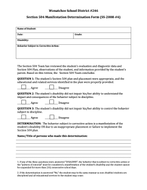 Section 504 Manifestation Determination Form