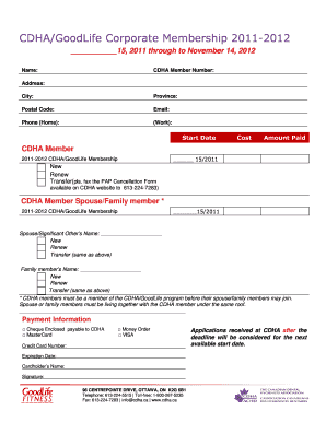 CDHA/GoodLife Corporate Membership Form