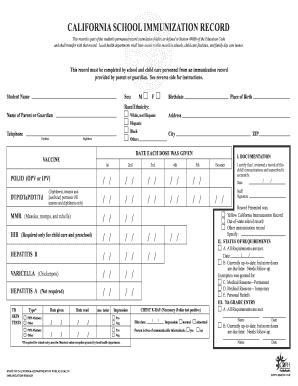 California School Immunization Record