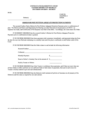 Order for Post-Petition Adequate Protection Payments