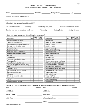 Patient History Questionnaire