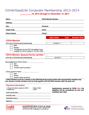 CDHA/GoodLife Corporate Membership Form