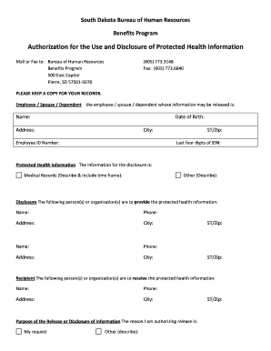 South Dakota Health Information Release Authorization
