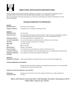 Employee Application for Membership
