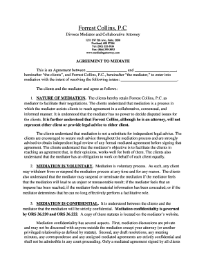 Agreement to Mediate Divorce