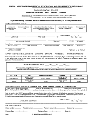 Medical Evacuation and Repatriation Insurance Enrollment Form
