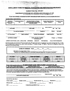 SUNY International Health Insurance Enrollment Form