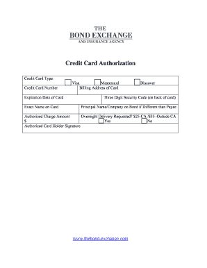 Credit Card Authorization Form