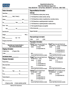 Osteoarthritis Medication Request Form