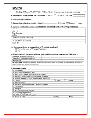 Dubai Visa Application Form