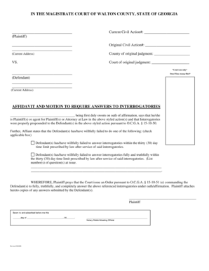 Affidavit and Motion to Require Answers to Interrogatories