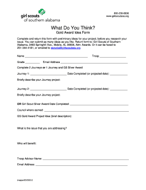 Girl Scouts Gold Award Idea Form