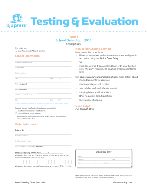 Iowa Assessments Form E Scoring Order Form