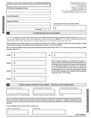 Securityholder Reference Number Merge Form