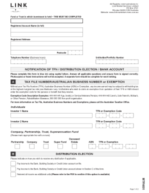 Australian Tax File Number Notification Form
