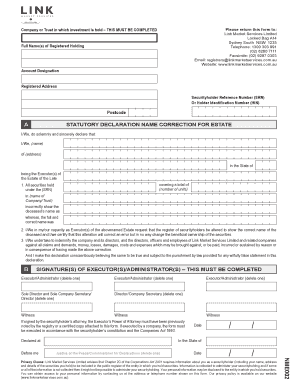 Statutory Declaration Name Correction for Estate
