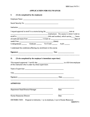 SBR Form P-075-1 Fee Waiver Application