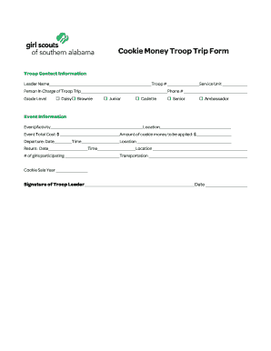 Girl Scout Troop Trip Form