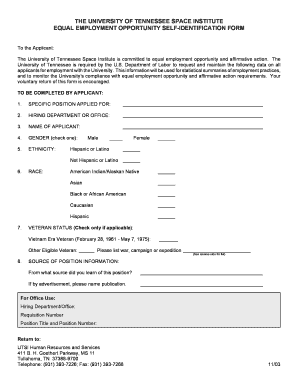 Equal Employment Opportunity Self-Identification Form