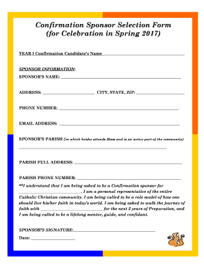Confirmation Sponsor Selection Form