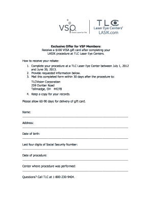 VSP Member LASIK Rebate Form