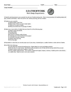 Leatherwork Merit Badge Requirements