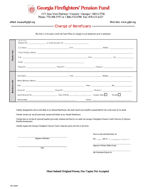 Georgia Firefighters' Pension Fund Change of Beneficiary Form