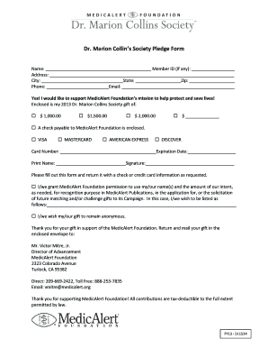 Dr. Marion Collin's Society Pledge Form
