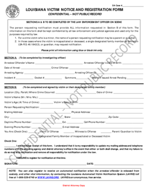 Louisiana Victim Notice and Registration Form