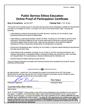 California Public Service Ethics Certificate