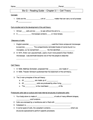 Bio G Reading Guide - Cell Theory