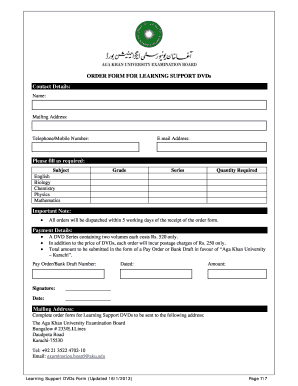 Learning Support DVDs Order Form