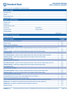 International Banking Operator Addition Form