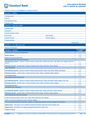 Standard Bank Operator Authorization Form